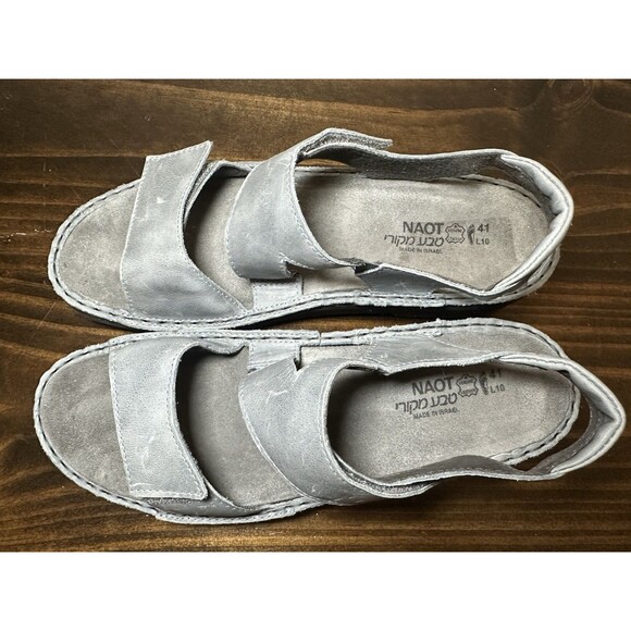 NAOT‎ Enid Gray Hook & Loop Vintage Slate Comfort Sandals Women US 10-10.5 EU 41 - Picture 6 of 14